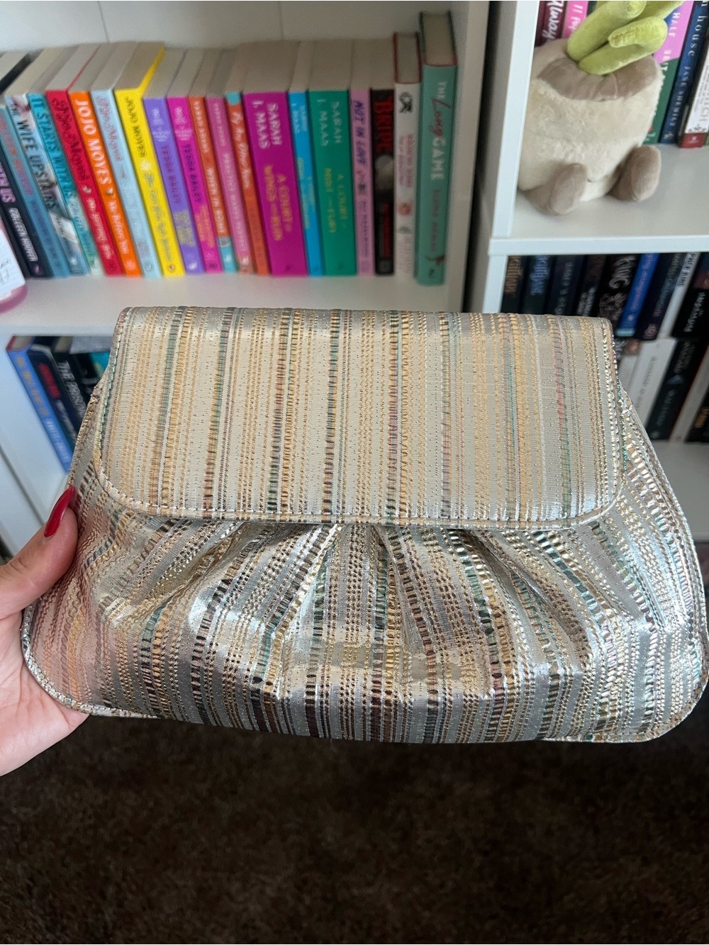 J.Renee Metallic Silver Pleated Evening Clutch